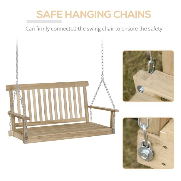 Wooden 2-Seater Poch Swing Chair Hanging Hammock Chains - Image 4