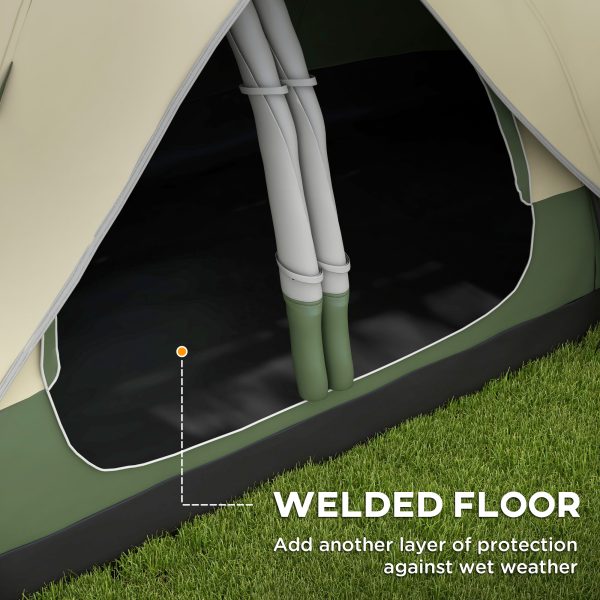 Outsunny 2 Room Camping Tent with Waterproof Rainfly & Screen Panels Dark Green - Image 6