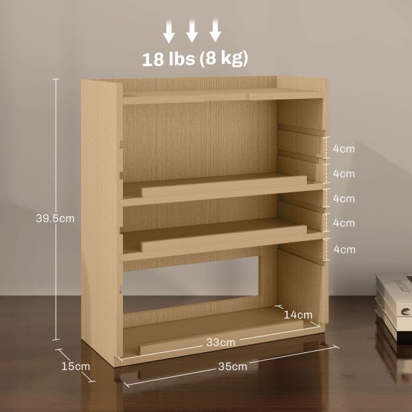 HOMCOM 4-Tier Desktop Organiser with Cable Management for Stationery Oak Tone - Image 3