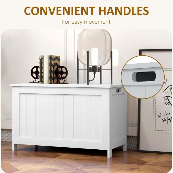 HOMCOM Storage Chest with 2 Safety Hinges, Storage Bench for Living Room - Image 6