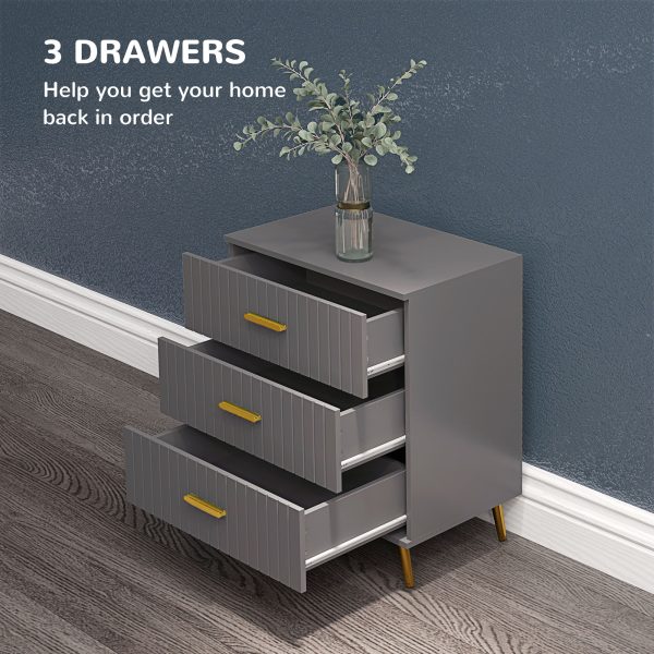 HOMCOM Bedroom Chest of Drawers, 3-Drawer Dresser with Aluminium Legs - Image 4