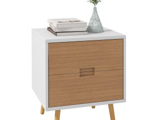HOMCOM Bedside Table with 2 Drawers for Bedroom, Living Room