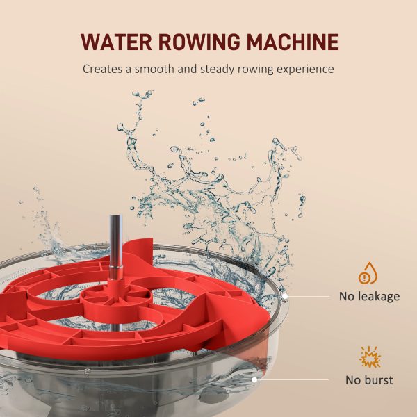 SPORTNOW Foldable Water Rowing Machine with Wheels and LCD Monitor, Black - Image 3