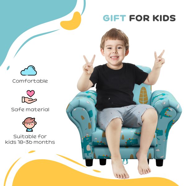 AIYAPLAY 2 Piece Kids Sofa Set with Dinosaur Design, for Nursery, Blue - Image 7