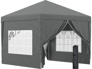 Outsunny 3mx3m Pop Up Gazebo Party Tent Canopy Marquee with Storage Bag Grey