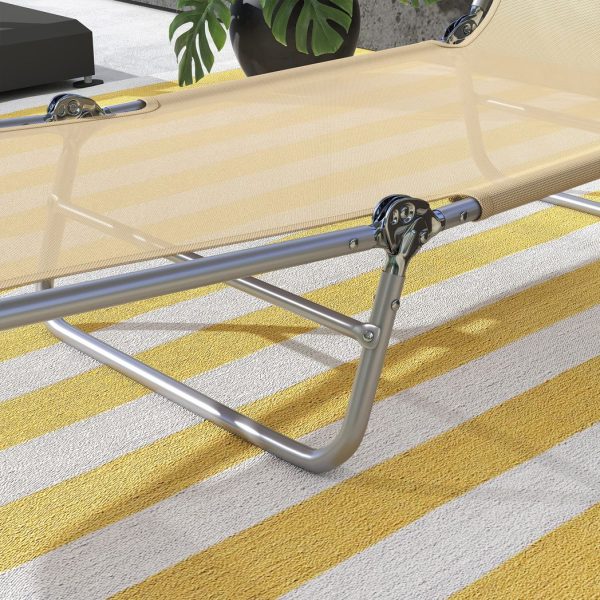 Outsunny 2 Pieces Sun Loungers Foldable Reclining Chair with Headrest Brown - Image 7