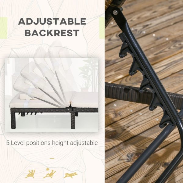 Outsunny Rattan Sun Loungers Set of 2 with 5-Level Adjustable Backrest - Image 3
