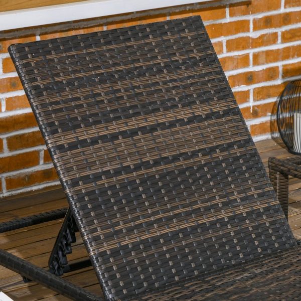 Outsunny Rattan Sun Loungers Set of 2 with 5-Level Adjustable Backrest - Image 8