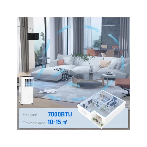 HOMCOM 7,000 BTU Portable Air Conditioner with App Control, Sleep Mode - Image 5