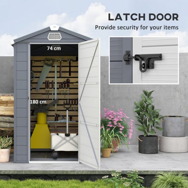 Outsunny 4 x 6ft Garden Shed Storage with Foundation Kit and Vents, Grey - Image 4
