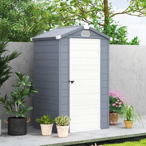 Outsunny 4 x 3ft Garden Shed Storage with Foundation Kit and Vents, Grey - Image 8