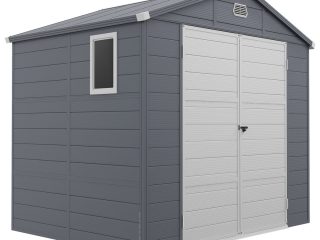 Outsunny 8 x 6ft Garden Shed Storage with Foundation Kit and Vents, Grey