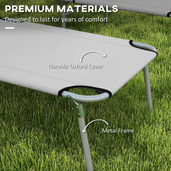 Outsunny Outdoor Foldable Sun Lounger Set of 2, Light Grey - Image 7