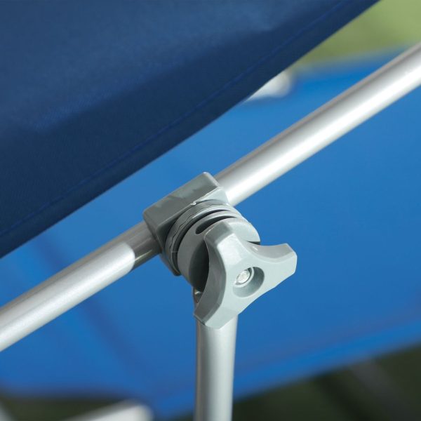 Outsunny Folding Sun Lounger Set of 2 with Sunshade Adjustable Backrest Blue - Image 8