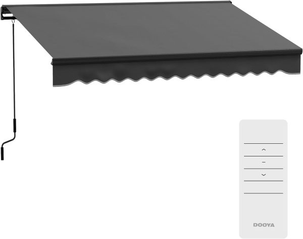 Outsunny 3 x 2m Electric Retractable Awning, Aluminium Frame, Dark Grey