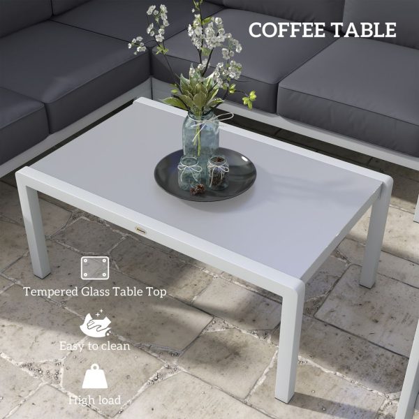 Outsunny 5 PCs Garden Sofa Set w/ Cushions, Aluminium Furniture Sets, Grey - Image 4