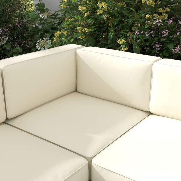 Outsunny 5 PCs Garden Sofa Set w/ Cushions, Aluminium Furniture Sets, Gold - Image 5