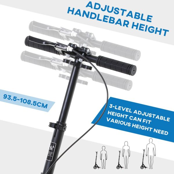 HOMCOM Adult Teens Kick Scooter Fold Adjust 14+ w/ Rear Wheel&Hand Brake Black - Image 3