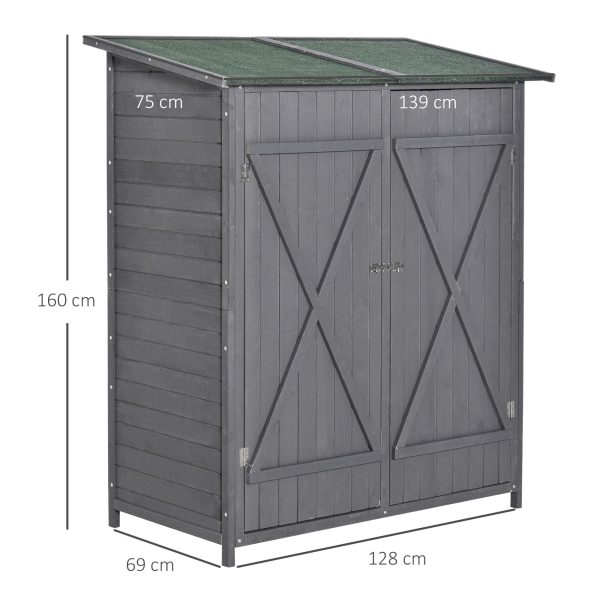 Garden Storage Shed Tool Organizer w/ Table, 139x75x160cm, Grey - Image 2