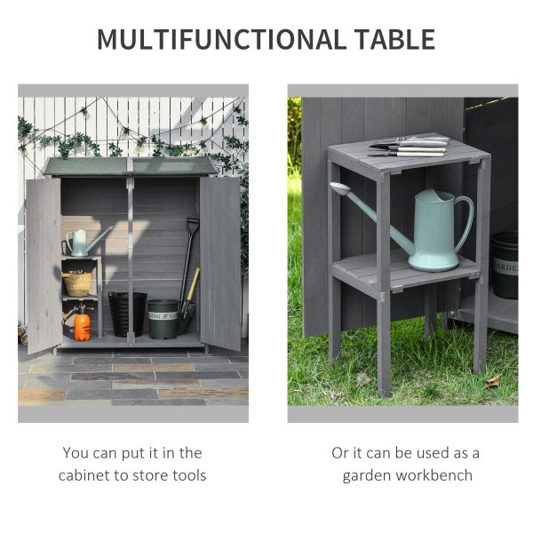 Garden Storage Shed Tool Organizer w/ Table, 139x75x160cm, Grey - Image 3