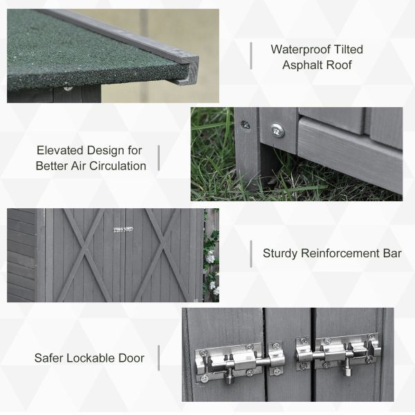 Garden Storage Shed Tool Organizer w/ Table, 139x75x160cm, Grey - Image 4