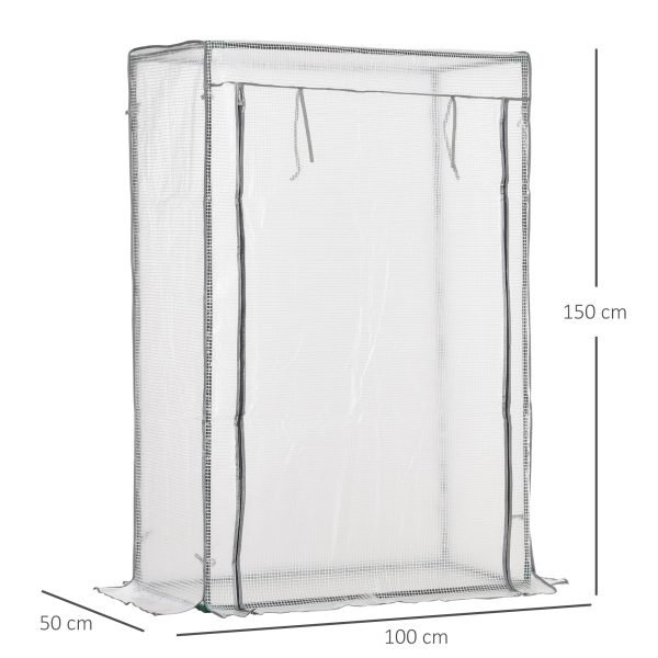 100 x 50 x 150cm Greenhouse w/ Zipper Roll-up Door Outdoor White - Image 2