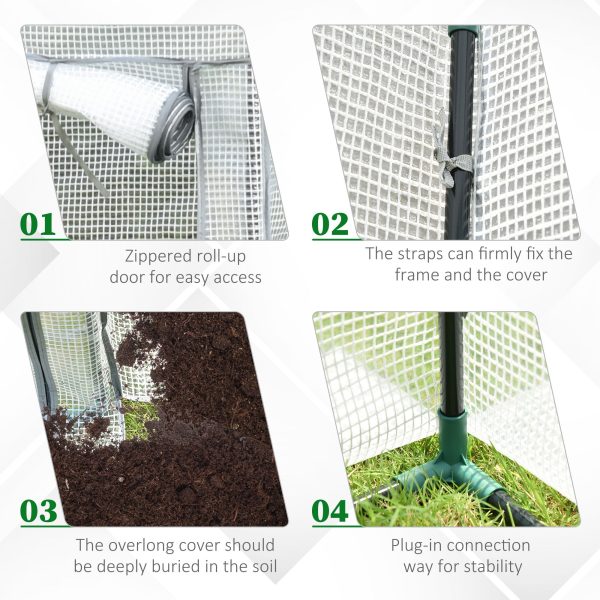 100 x 50 x 150cm Greenhouse w/ Zipper Roll-up Door Outdoor White - Image 3