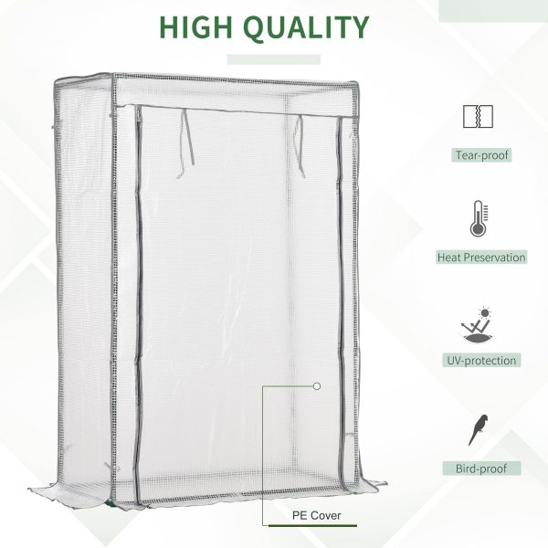 100 x 50 x 150cm Greenhouse w/ Zipper Roll-up Door Outdoor White - Image 4