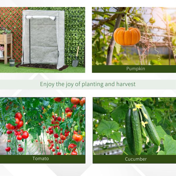100 x 50 x 150cm Greenhouse w/ Zipper Roll-up Door Outdoor White - Image 5