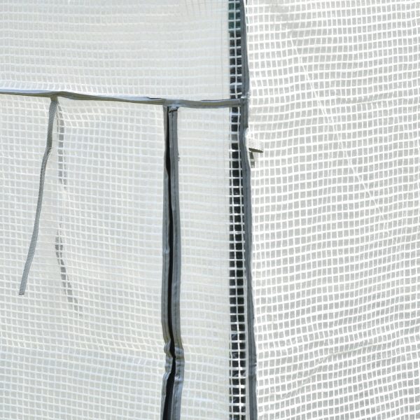 100 x 50 x 150cm Greenhouse w/ Zipper Roll-up Door Outdoor White - Image 6
