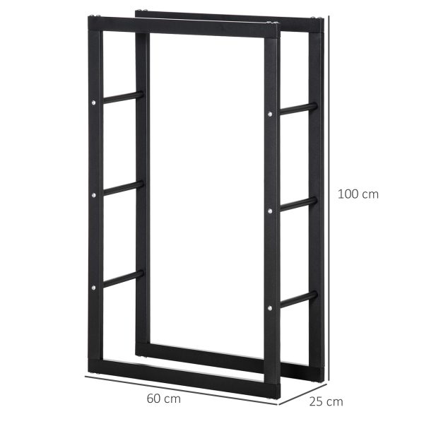 Metal Rust-Resistant Firewood Log Rack Black - Image 3