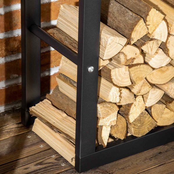 Metal Rust-Resistant Firewood Log Rack Black - Image 7
