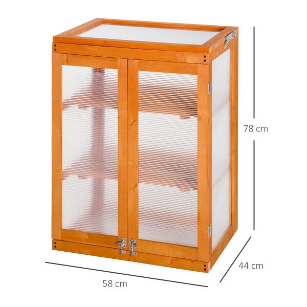 3-Tier Outdoor Garden Wooden Greenhouse, 58x44x78 cm - Image 2