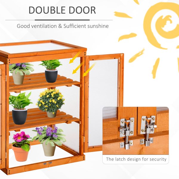 3-Tier Outdoor Garden Wooden Greenhouse, 58x44x78 cm - Image 4