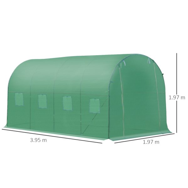 4x2 m Polytunnel Walk-in Greenhouse with Zip Door and Windows-Green - Image 2