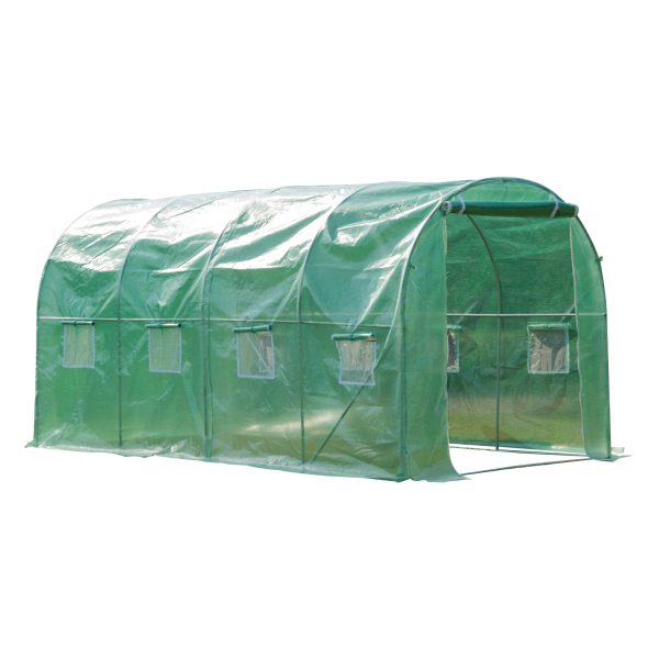 4x2 m Polytunnel Walk-in Greenhouse with Zip Door and Windows-Green - Image 3