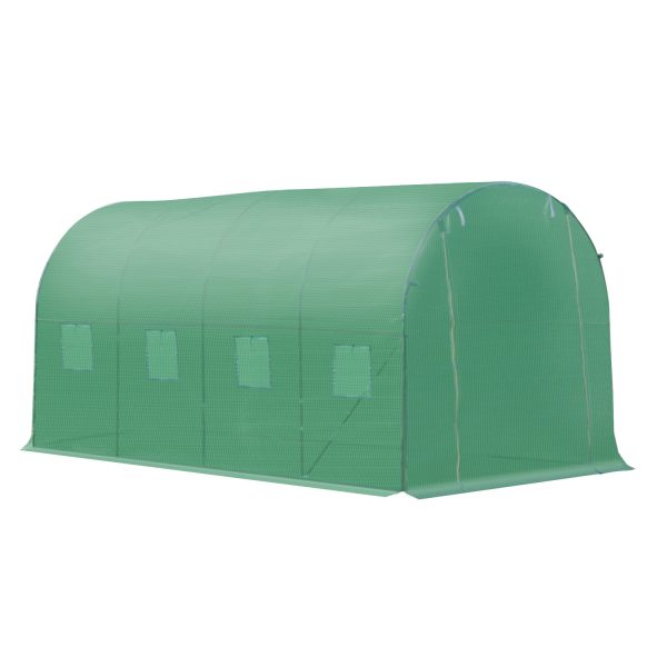 4x2 m Polytunnel Walk-in Greenhouse with Zip Door and Windows-Green - Image 7
