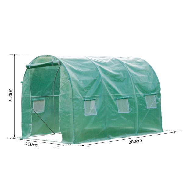 3x2 m Polytunnel Walk-in Greenhous-Green - Image 2