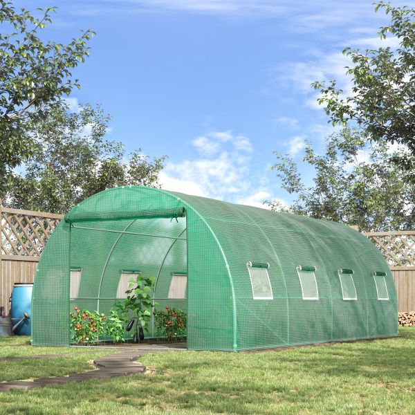 Walk in Polytunnel Outdoor Garden Greenhouse Windows and Doors (6 x 3M) Outsunny - Image 2