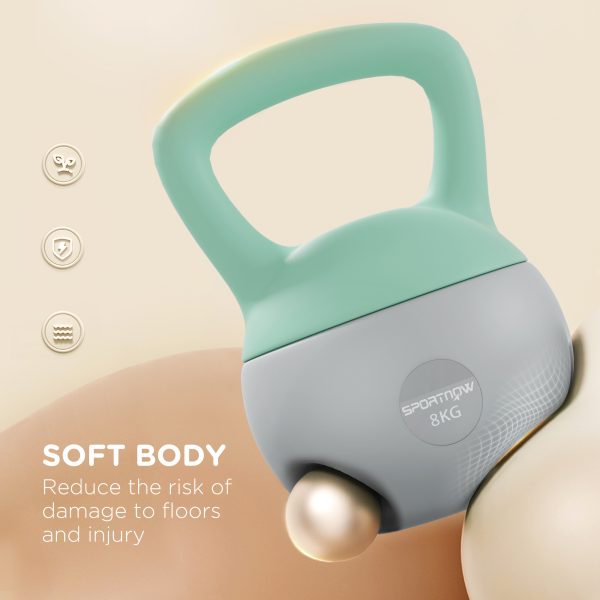 SPORTNOW 8KG Kettlebell with Soft Body and Non-Slip Handle, Grey and Green - Image 3