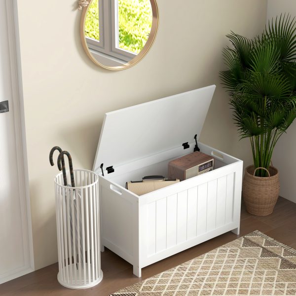 HOMCOM Storage Chest with 2 Safety Hinges, Storage Bench for Living Room - Image 2