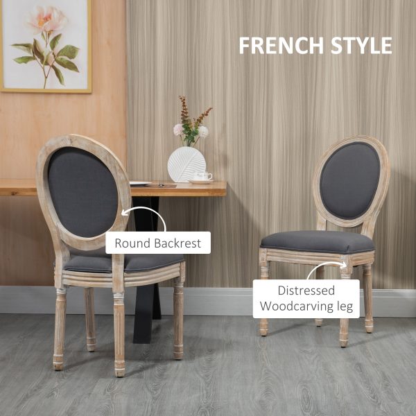 HOMCOM French-Style Dining Chairs Set of 2 with Linen Upholstery, Backrest - Image 4