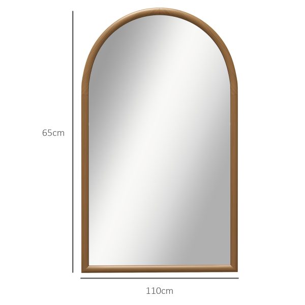 HOMCOM Wall Mirror, Arch Mirror for Wall Mounted, Home Decor, Brown - Image 3