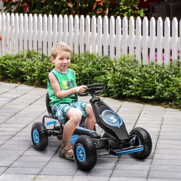 HOMCOM Children Pedal Go Kart w/ Adjustable Seat, Rubber Wheels, Brake, Blue - Image 2