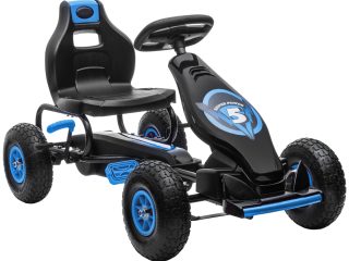 HOMCOM Children Pedal Go Kart w/ Adjustable Seat, Rubber Wheels, Brake, Blue