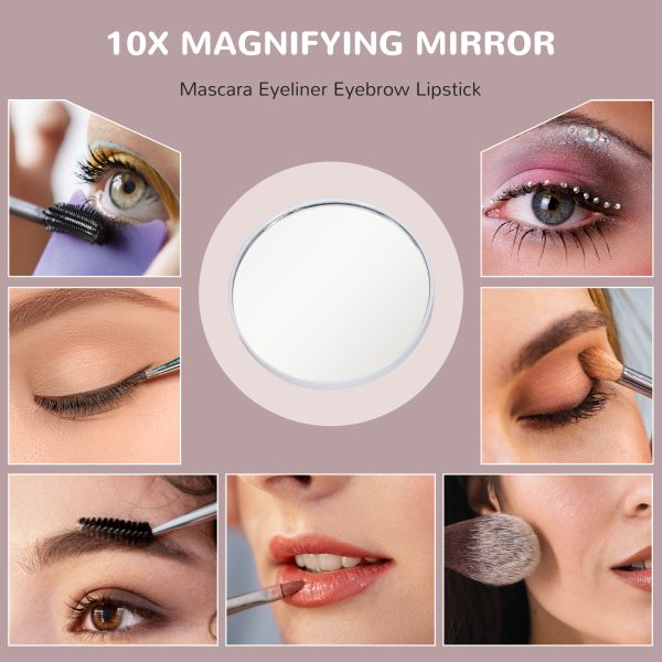 HOMCOM Hollywood Lighted Makeup Mirror with Magnifier, USB Port, Phone Holder - Image 8