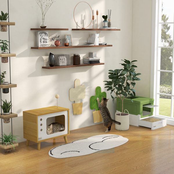 PawHut Hooded Cat Litter Box, Pet Toilet w/ Scoop, Tray - Light Green - Image 8