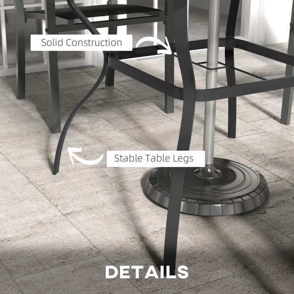 Outsunny Garden Dining Table w/ Umbrella Hole, Dining Table for 4, Grey - Image 6