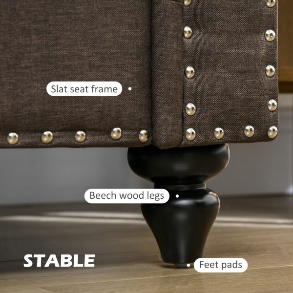 HOMCOM 2 Seater Sofa for Living Room, with Nailhead Trim, Dark Brown - Image 6