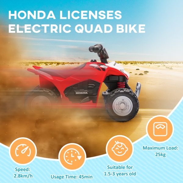 AIYAPLAY Honda Licensed Kids Electric Quad Bike 6V ATV 1.5-3 Years Red - Image 7